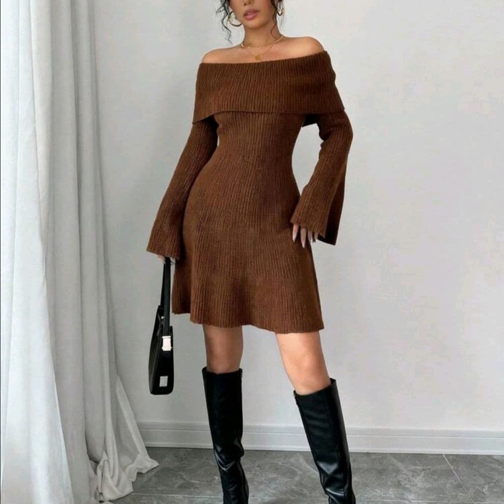Vestido óxido marrón tejido talle M