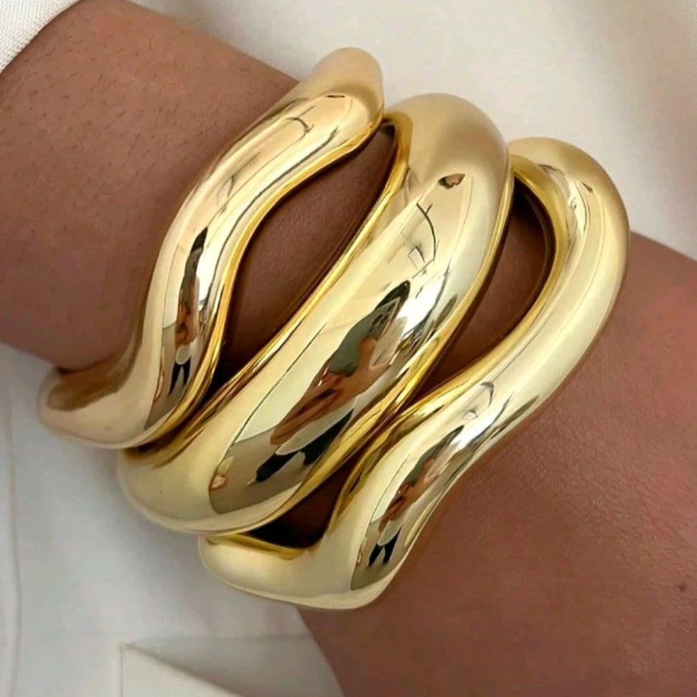 Set de 3 Brazaletes dorados