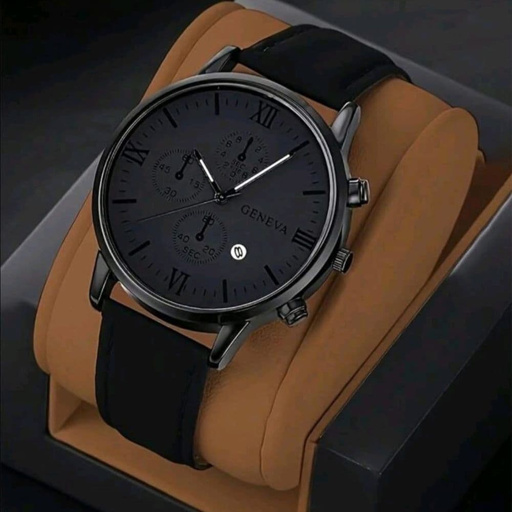 RELOJ CUERO PU NEGRO GENEVA