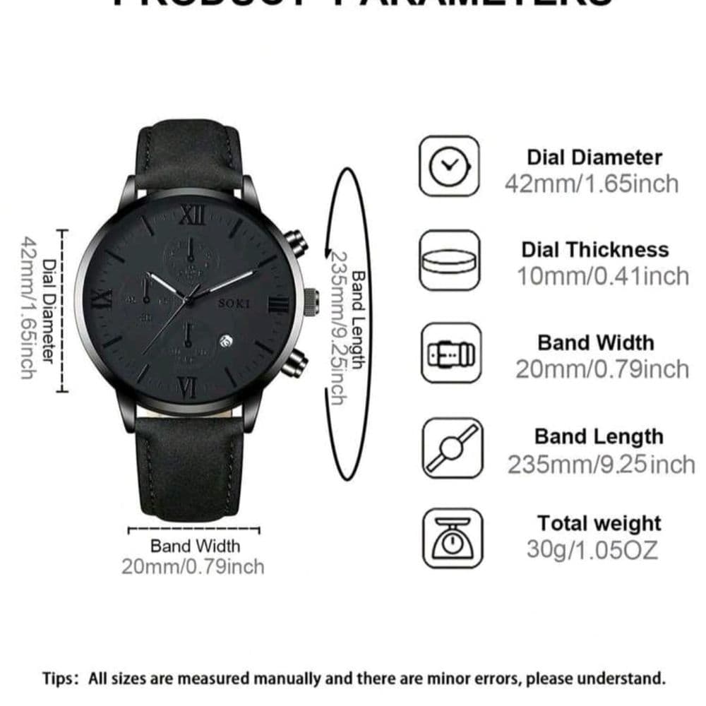 SET DE RELOJ TOTAL BLACK CUERO PU