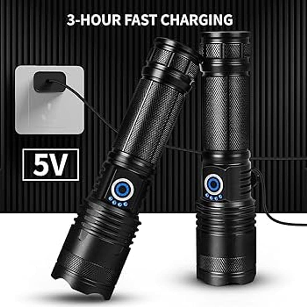 Linterna LED Recargable de Alta Potencia con Zoom
