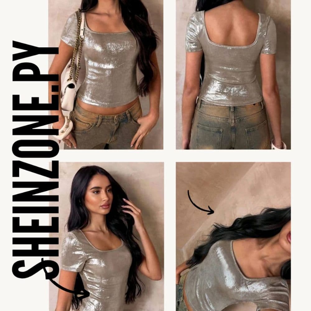 TOP MANGA CORTA SEXY BRILLANTE TALLE M