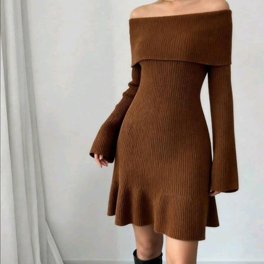 Vestido óxido marrón tejido talle M