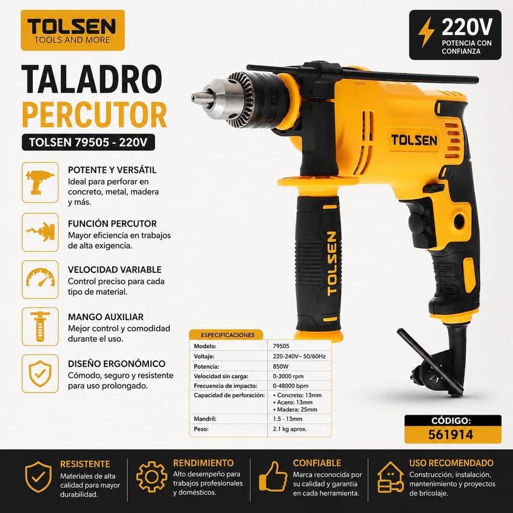 Taladro Percutor Tolsen 79505 - 220V