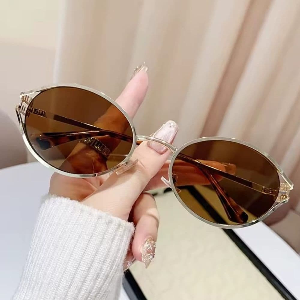 LENTES DE SOL MIU MARRON TE Y DORADO