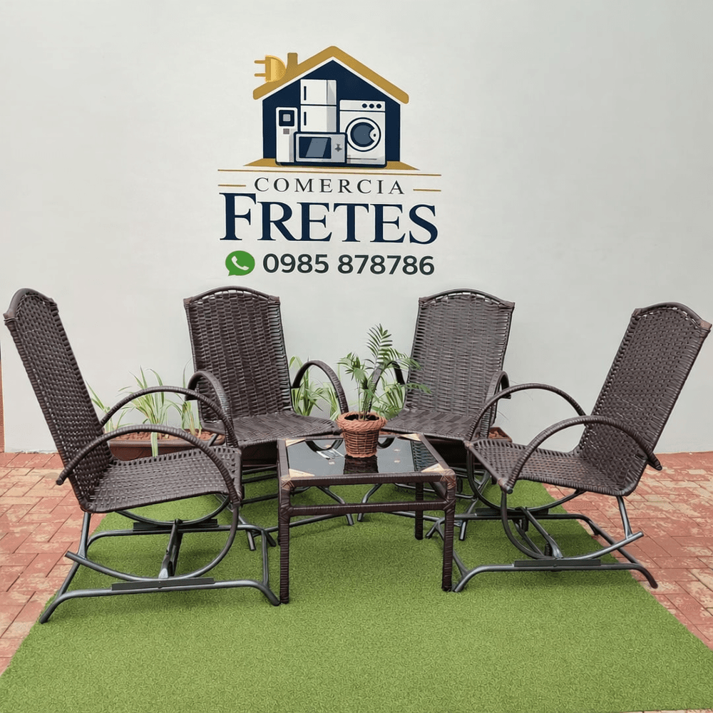 JUEGO DE SILLA AMACABLE CON MESA DE VIDRIO