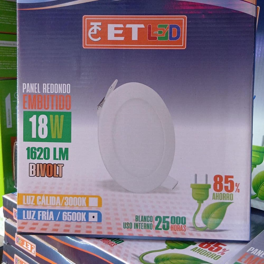 Panel redondo embutido 18W
