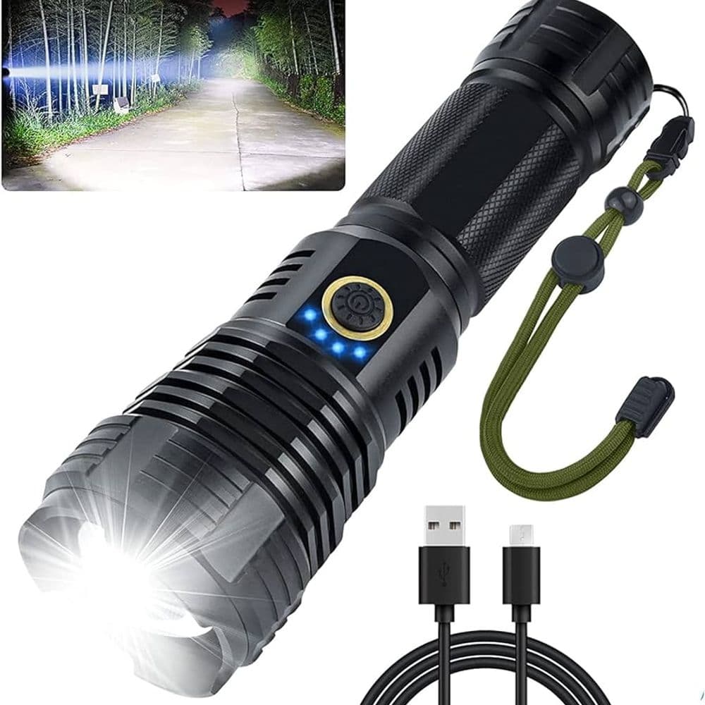 Linterna LED Recargable de Alta Potencia con Zoom