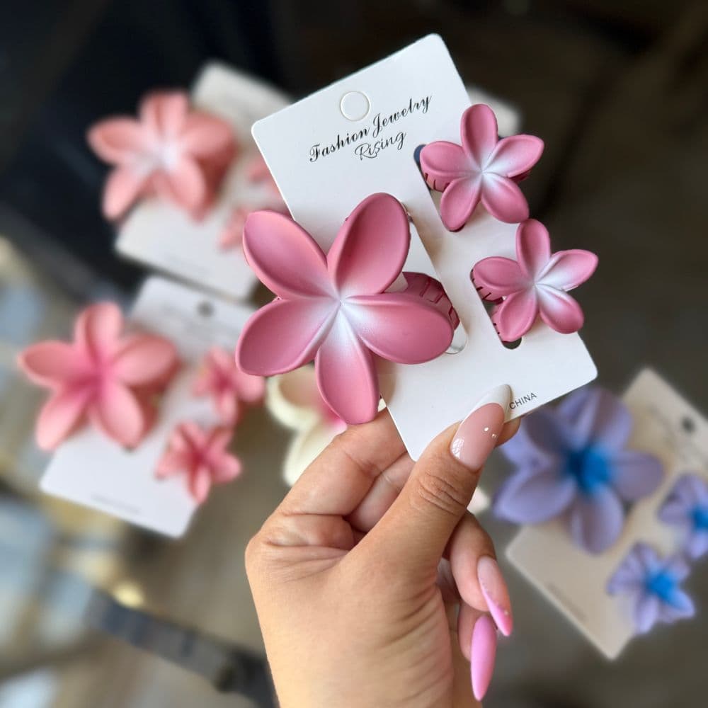 Pinzas de flores color mate de 3 piezas🌸