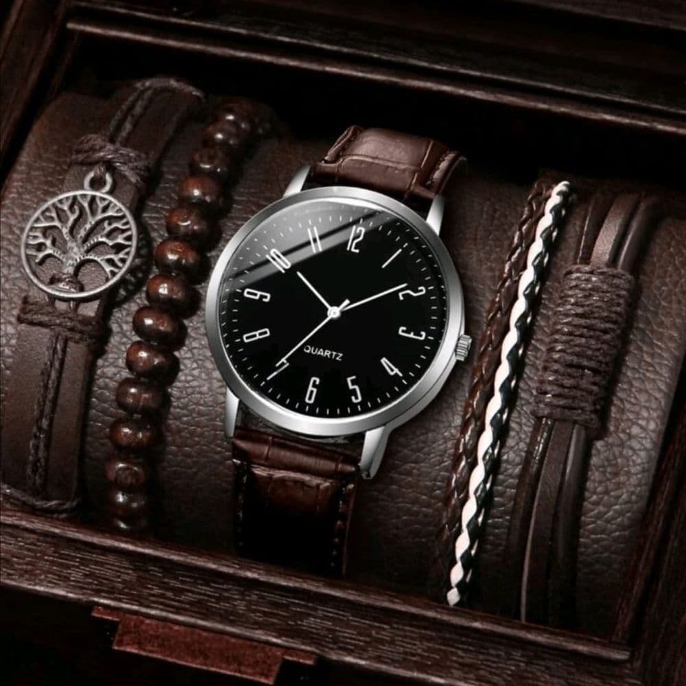SET DE RELOJ EN CUERO PU