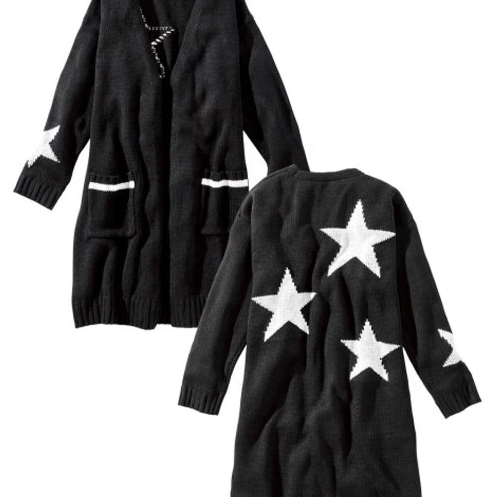 396 Long knit cardigan negro 140cm