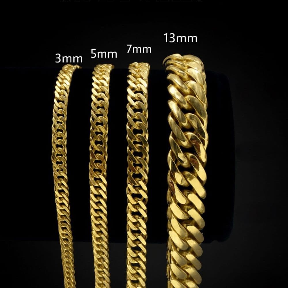 Cadena Gourmet Barra Gold 18k 13mm