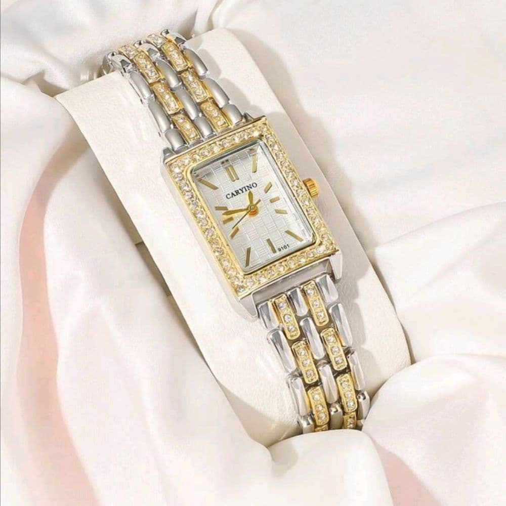 RELOJ CARYINO ACERO INOXIDABLE PLATEADO FONDO BLANCO