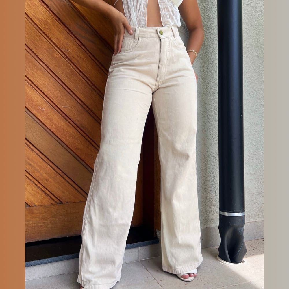 Pantalón wide leg vainilla