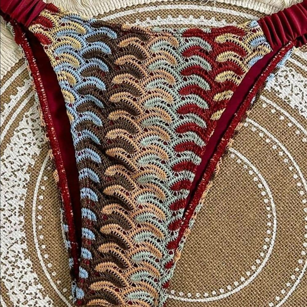 TRAJE DE BAÑO 2 PIEZAS TEJIDO MULTICOLOR TALLES P, M Y G