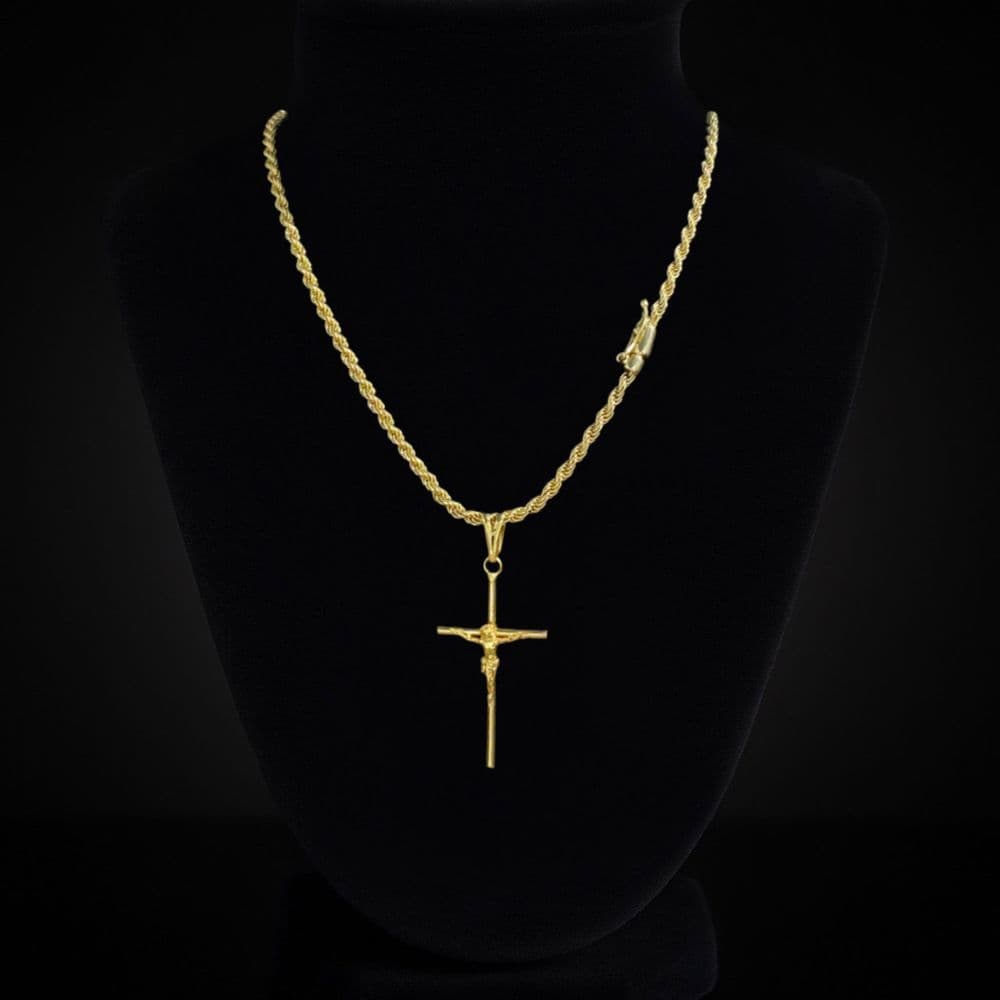 Cadena Soga Crucifijo Fino 3mm