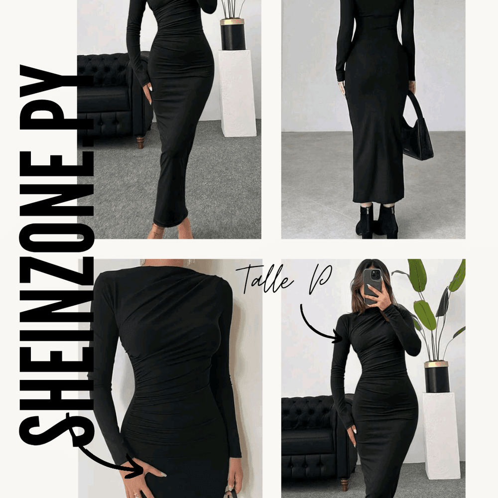 Vestido largo negro al cuerpo talle P