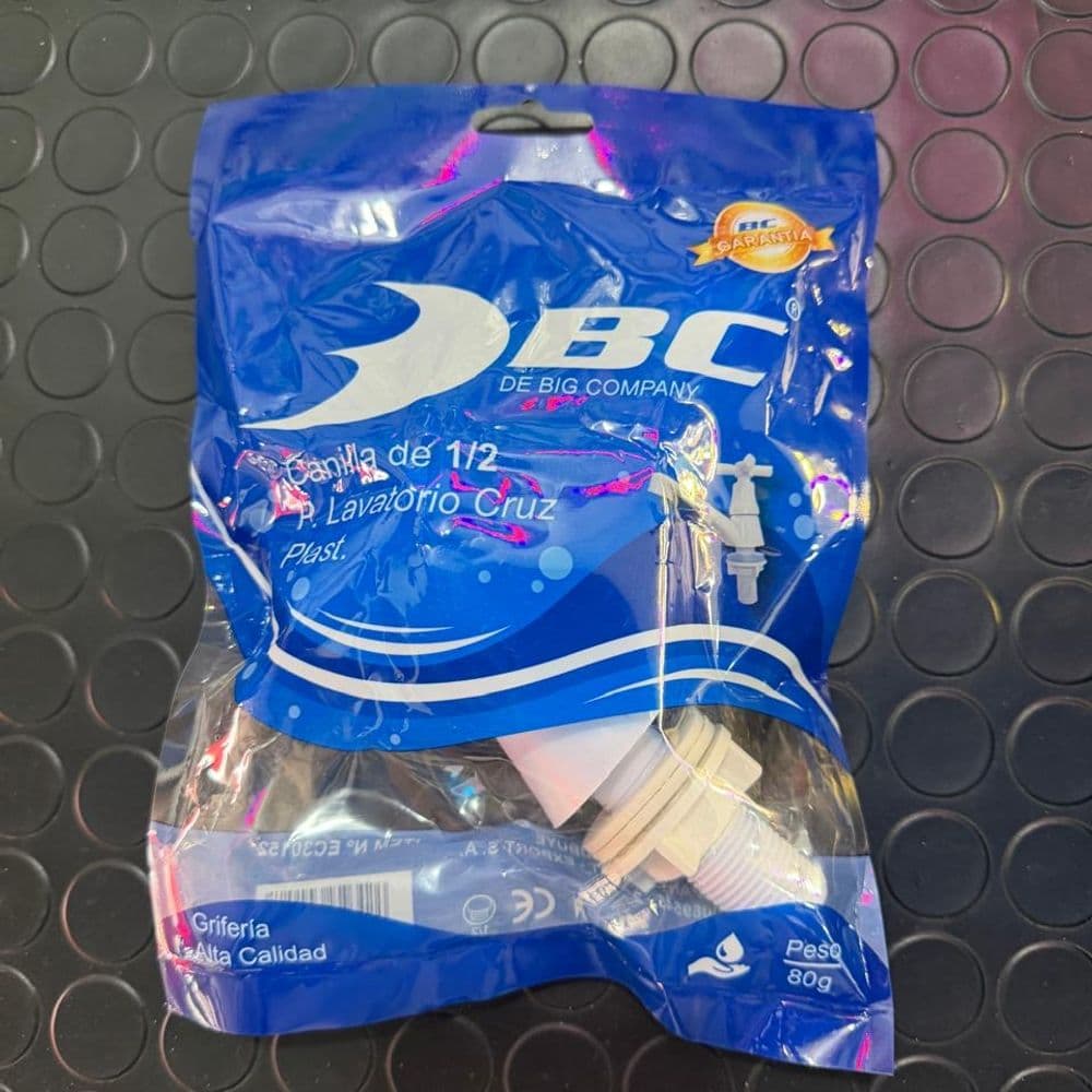 Canilla de 1/2 plástico cruz marca BC