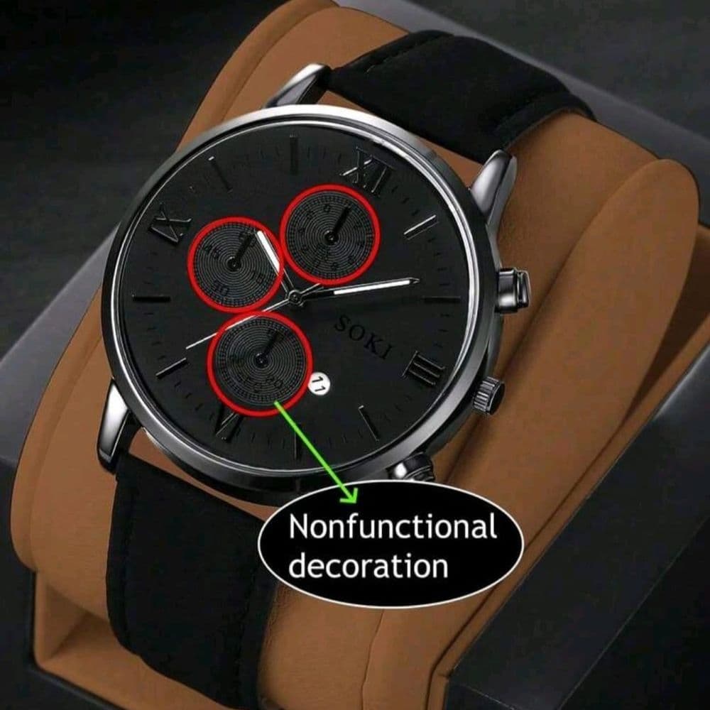 SET DE RELOJ TOTAL BLACK CUERO PU
