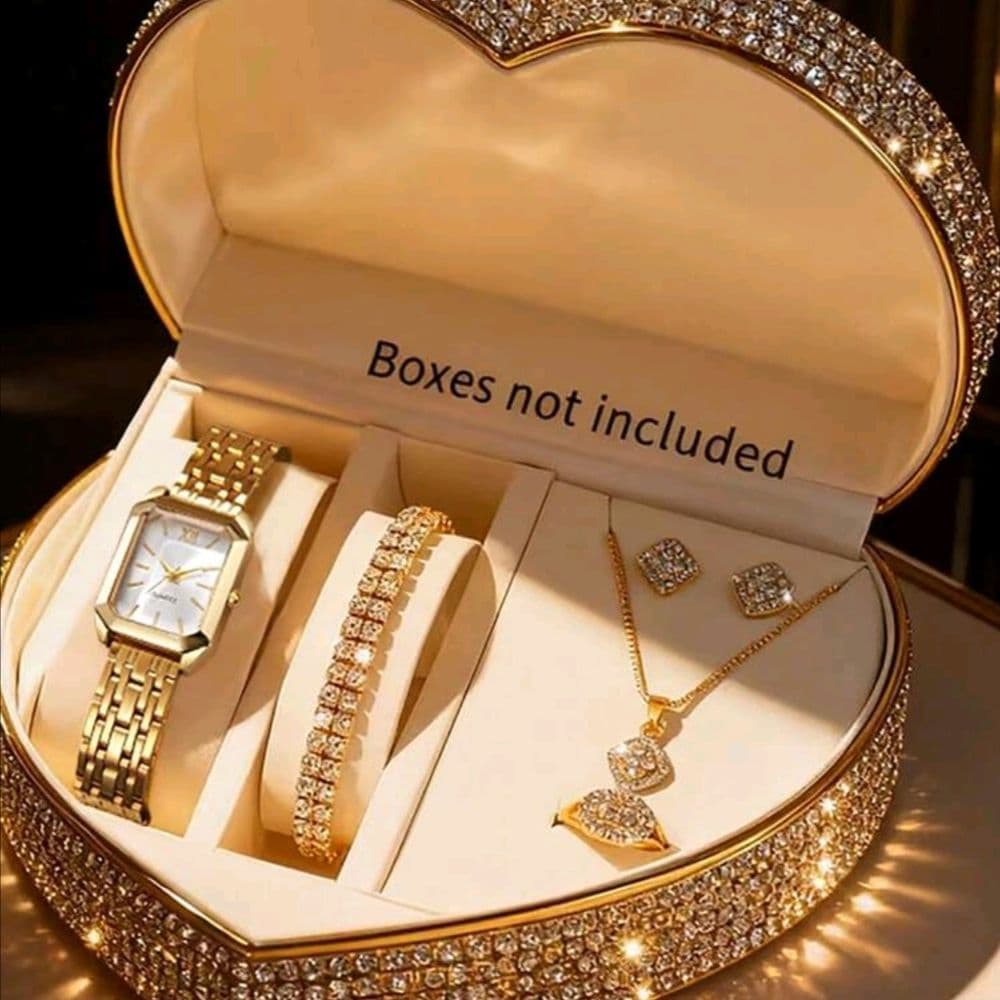 Set de reloj y joyas dorado