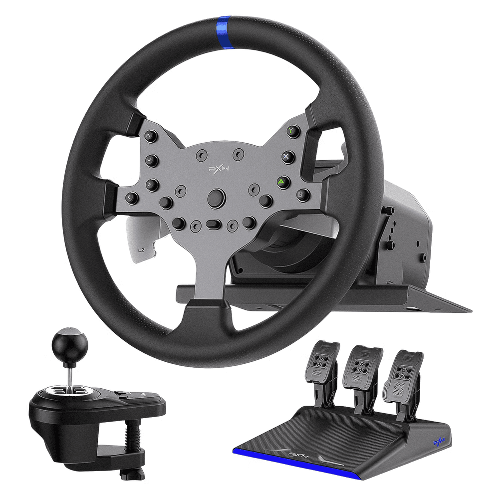 KIT SIMULADOR PXN V99 PARA PC / PS4 / XBOX ONE / XBOX SERIES - NEGRO (VOLANTE + PEDALES + CAMBIO)
