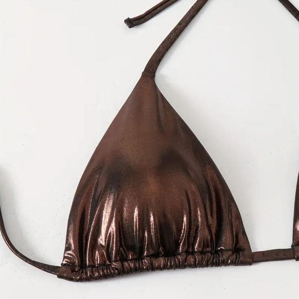 TRAJE DE BAÑO 2 PIEZAS METALIZADO MARRON COBRIZO