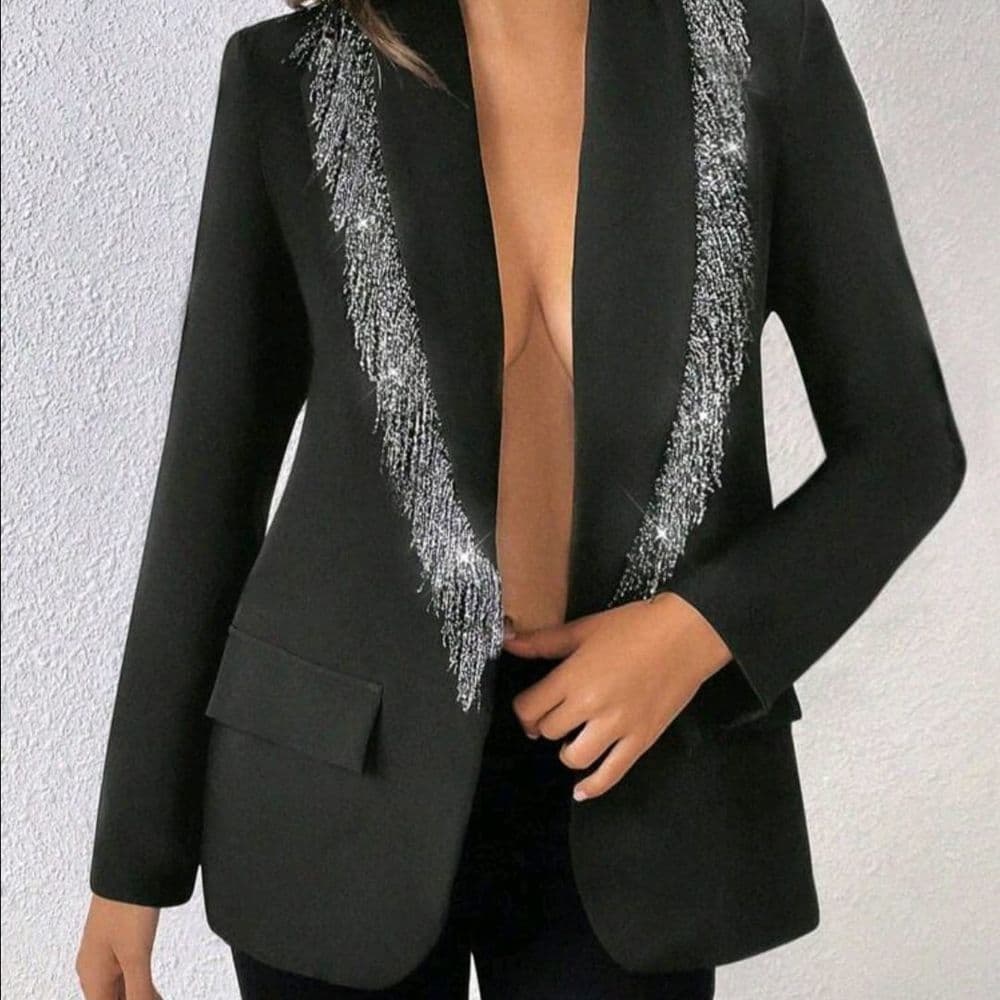 BLAZER NEGRO CON FLECOS BRILLOSOS