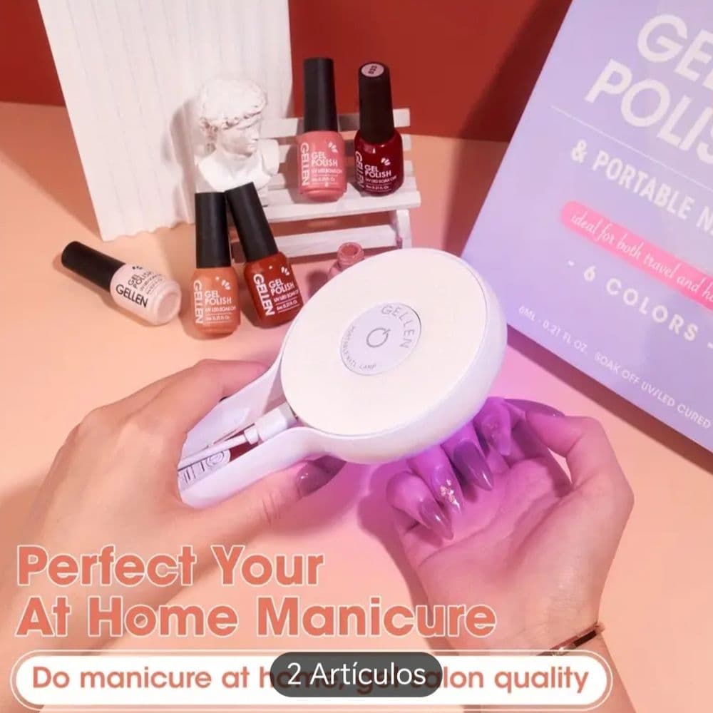 KIT DE MANICURA CON LAMPARITA PORTATIL