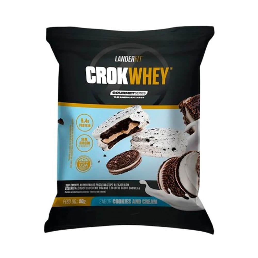 Alfajor Landerfit Crok Whey Cookies and Cream de 50 gr.