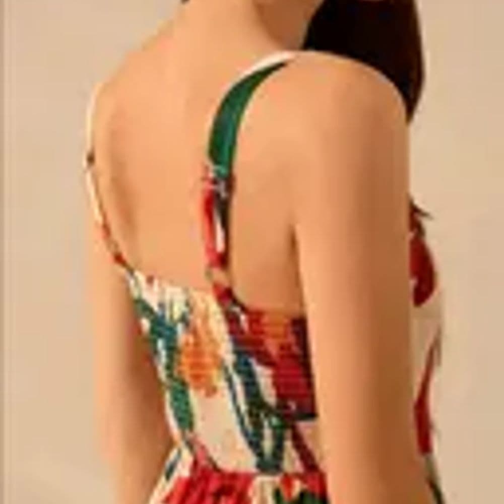MAXI VESTIDO FLOREADO CON TIRANTES TALLE XL
