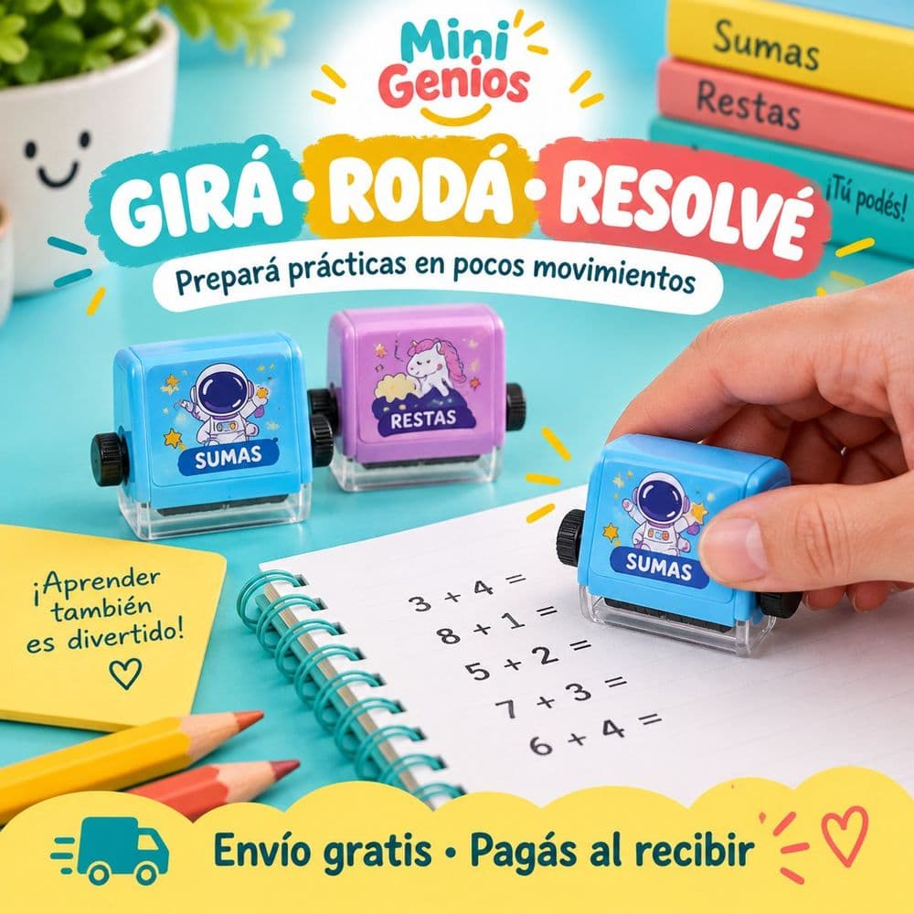 Sello rodante de sumas y restas