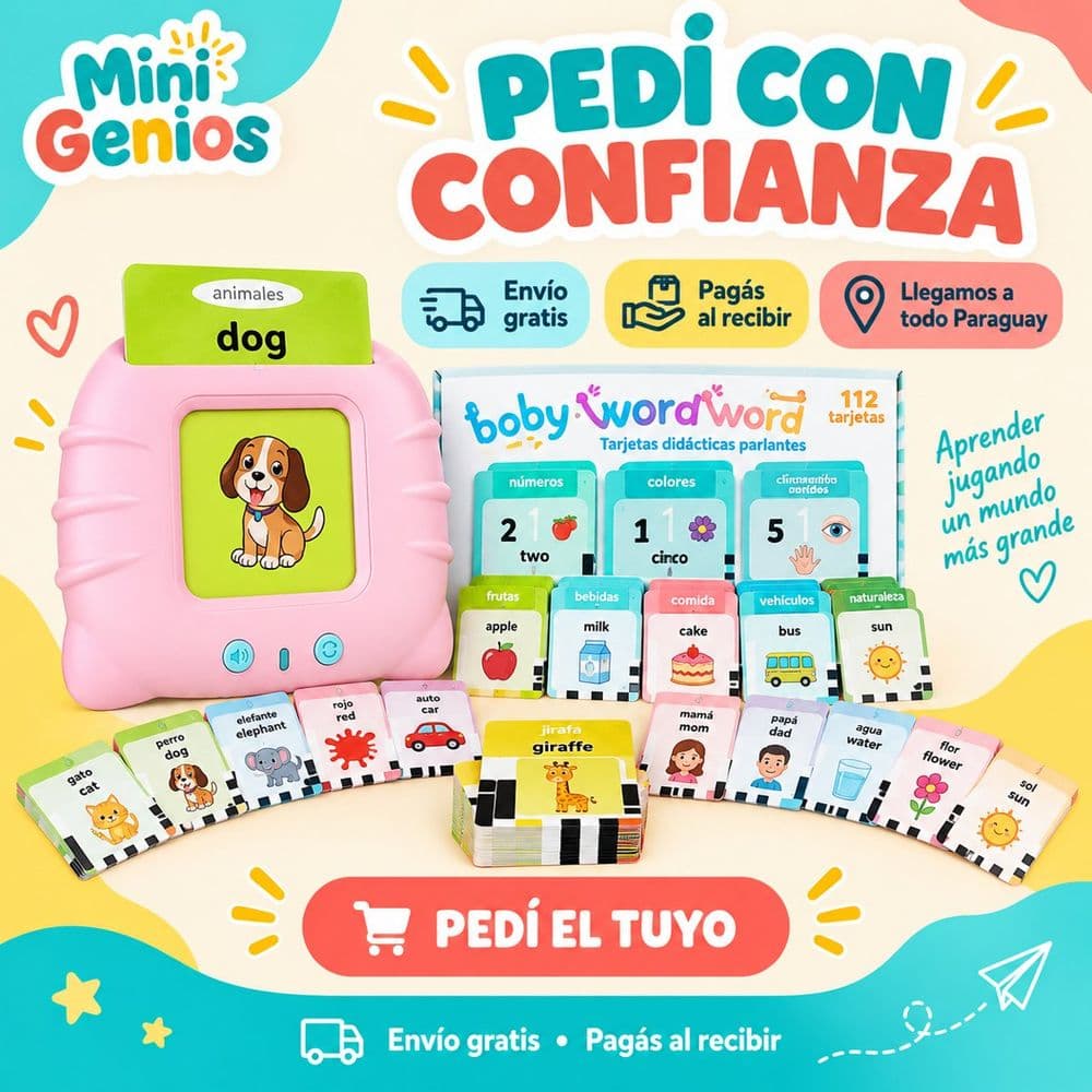 Tarjetas parlantes español-inglés con música