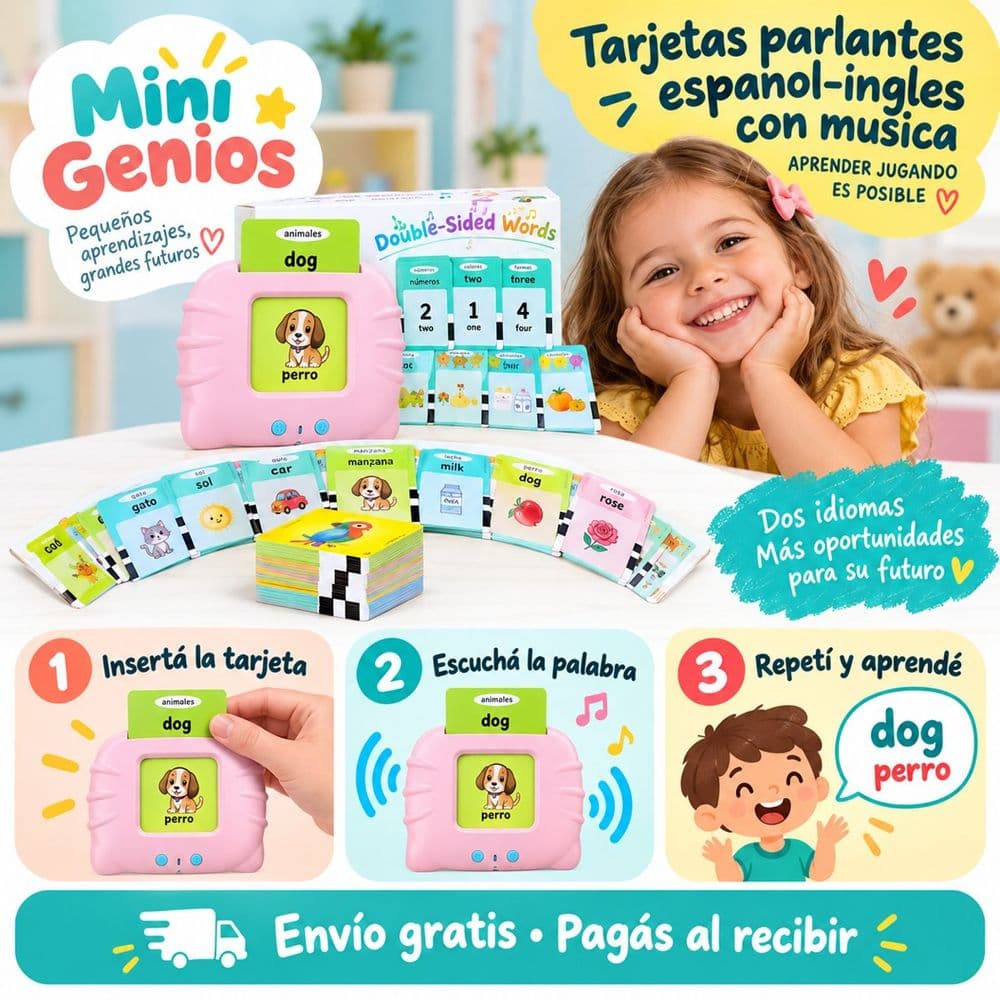 Tarjetas parlantes español-inglés con música