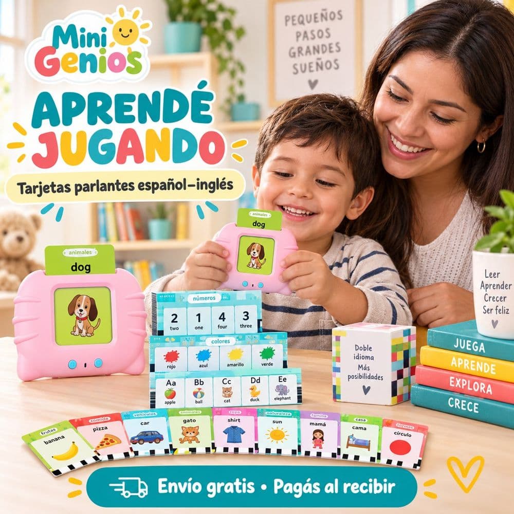 Tarjetas parlantes español-inglés con música