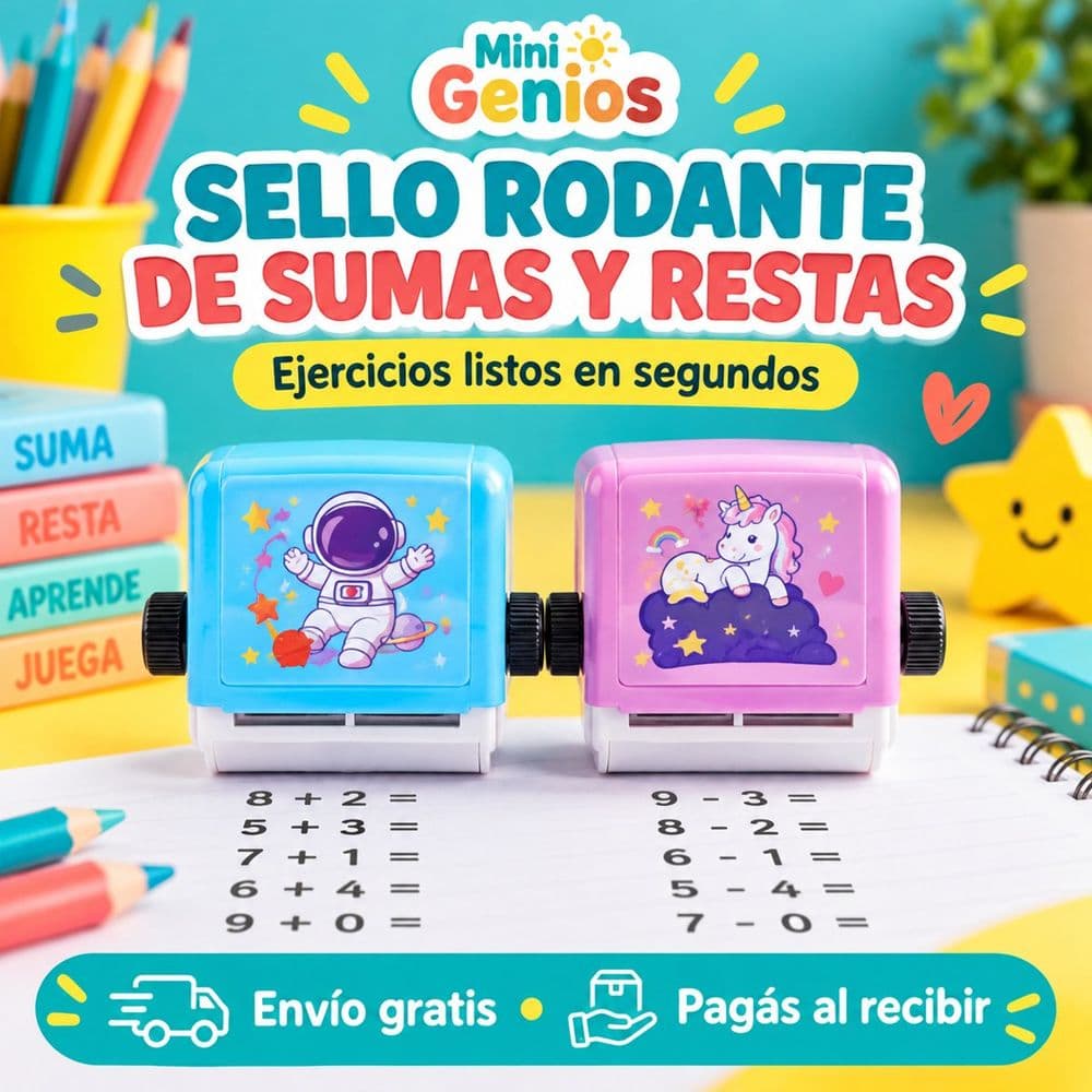 Sello rodante de sumas y restas