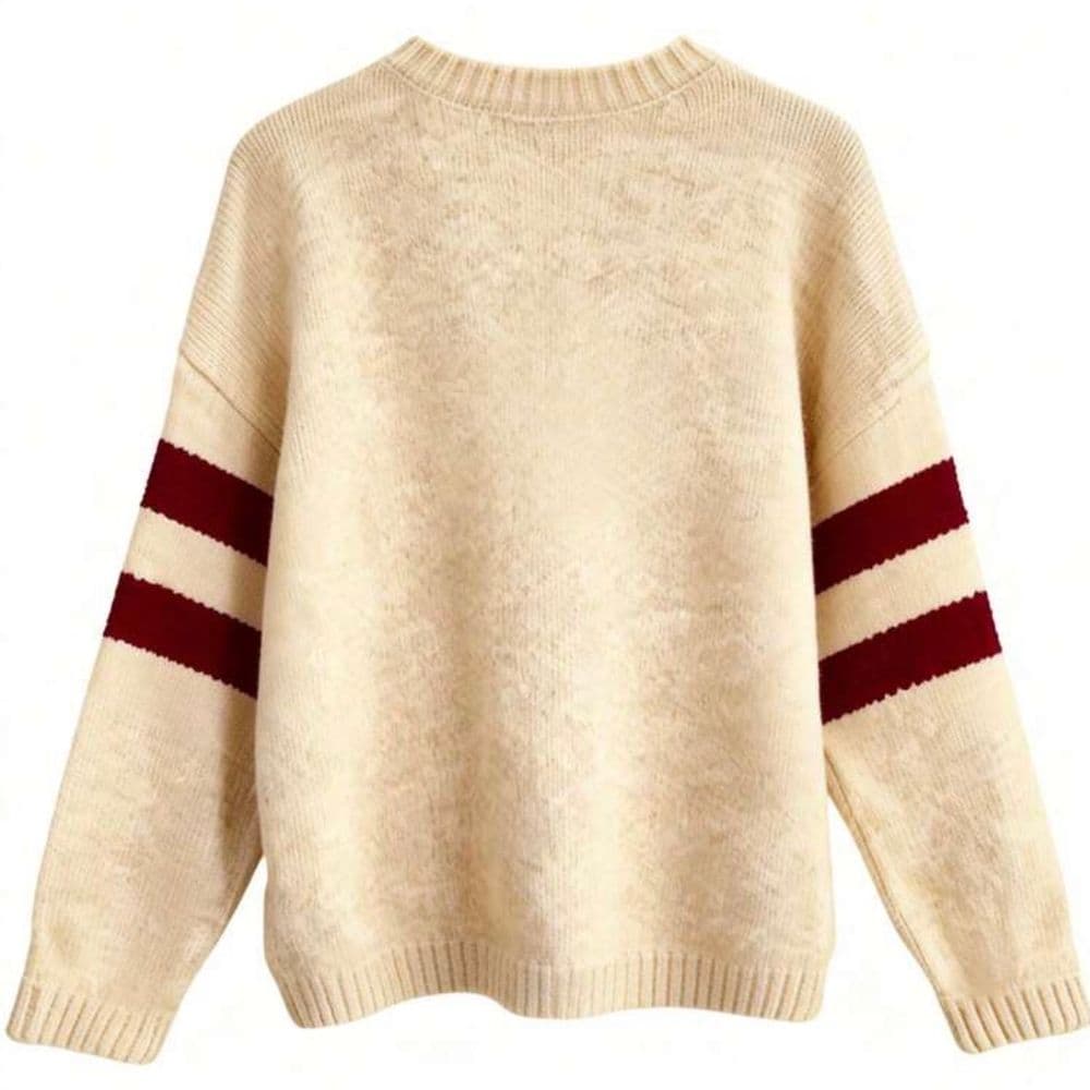 Suéter de Hilo Stella Cream & Burgundy
