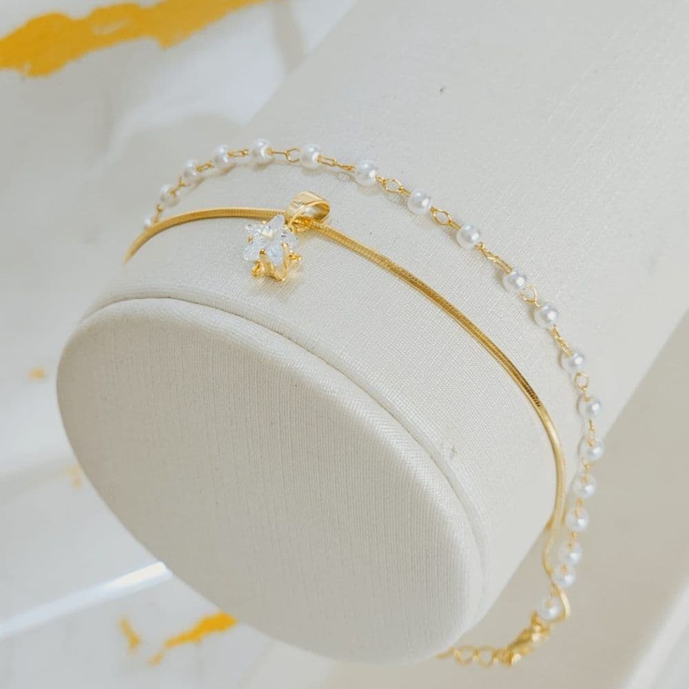 Pulsera doble dorado