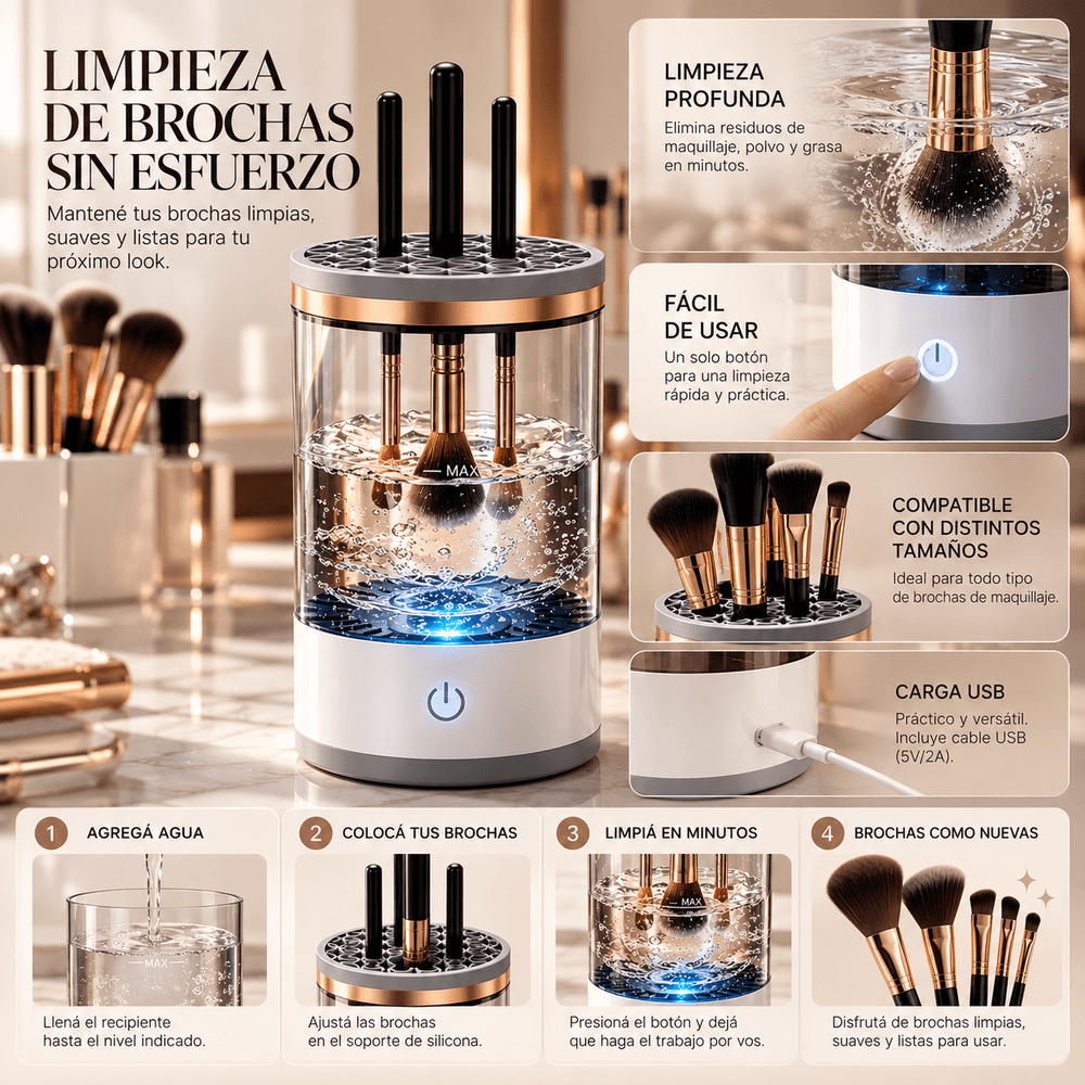 Limpiador Eléctrico de Brochas de Maquillaje